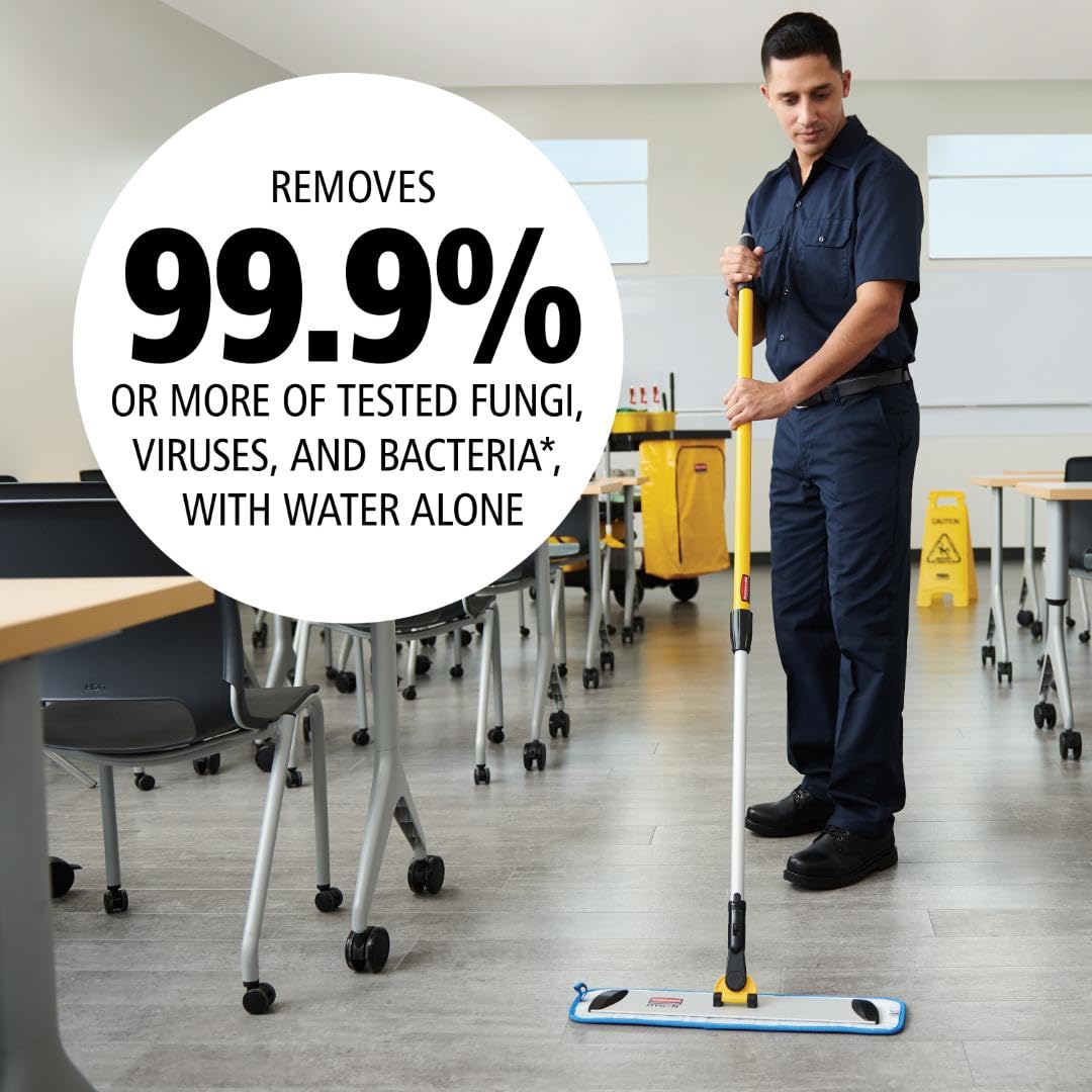 Commercial Products HYGEN Microfiber Room Mop Pad by Rubbermaid – 18" Blue (Multipack), Microfiber, Blue, Pack of 12, Model FGQ41000BL01