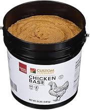 Custom Culinary Gold Label Chicken Base - 20 lb Bulk Bucket Pail - Real Meat First Rich Soup Bouillon Paste, No Added MSG - Flavor Enhancer for Soups, Sauces, Gravies, Rice & Marinades - 1 Each