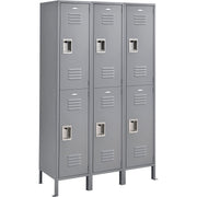 Global Industrial 2-Tier 6 Door Locker – 15" Wx18 Dx36 H, Gray, Assembled