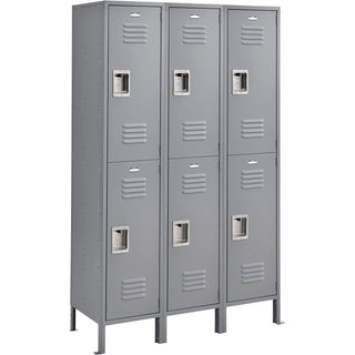 Global Industrial 2-Tier 6 Door Locker – 15" Wx18 Dx36 H, Gray, Assembled