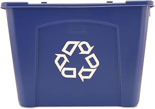 Rubbermaid Commercial Products Recycling Bin/Box, Stackable, 14 GAL, Blue, for Indoors/Outdoors/Garages/Homes/Commercial Facilities