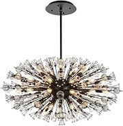 Elegant Lighting Vera 42" Crystal Starburst Oval Pendant in Black