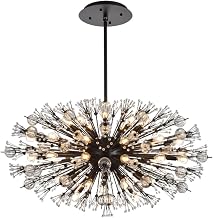 Elegant Lighting Vera 42" Crystal Starburst Oval Pendant in Black