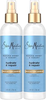 Shea Moisture Leave-In Conditioner, Multi-Action Spray 2-Pack, Manuka Honey & Yogurt Hydrate & Repair for Dry, Damaged Hair, 8 Oz Ea