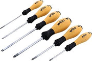 Wiha 30292 6-Piece Slotted and Phillips Screwdriver Set ESD with Soft Finish Grip