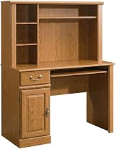 Brown Desks with Hutches, Traditional Country Style, Rectangular, Sturdy Workstation, Spacious Storage, Home or Office