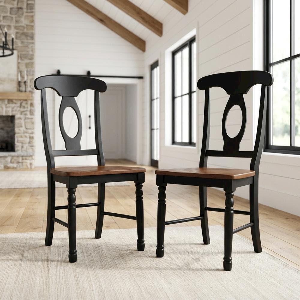 British Isles Brown Side Chair Set by Starlight Canyon Home – Solid Rubberwood, Brown, Pack of 2
