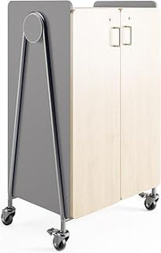 Safco Products 3934GRY Whiffle Typical 14, Double Column 12-Tote 4-Shelf Doored Rolling Storage Cart with Magnetic Dry-Erase Back, Gray, 48" H, Tall