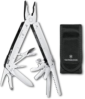 Victorinox Swiss Tool MX, 26-Function Swiss Made Multitool, Nylon Pouch | One-Handed Opening Lockable Blade, Includes Pliers, Wire Cutters and Nylon Belt Sheath for Outdoor and Everyday Maintenance