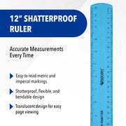 Shatterproof Ruler by Westcott – Plastic, Blue