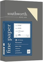 Southworth 404IC 25% Cotton Business Paper Ivory 24 lbs. Wove 8-1/2 x 11 500/Box FSC