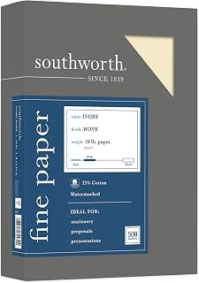Southworth 404IC 25% Cotton Business Paper Ivory 24 lbs. Wove 8-1/2 x 11 500/Box FSC