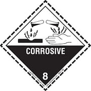 Labelmaster HMSL130D Corrosive Worded Label with Dotted Border, PVC-Free Film, Hazmat, 4" x 4" (Pack of 500)