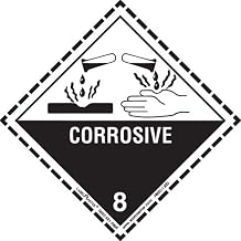 Labelmaster HMSL130D Corrosive Worded Label with Dotted Border, PVC-Free Film, Hazmat, 4" x 4" (Pack of 500)