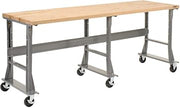 Global Industrial Mobile Fixed Height Workbench, Maple Block Square Edge, 96" W x 36" D, Gray