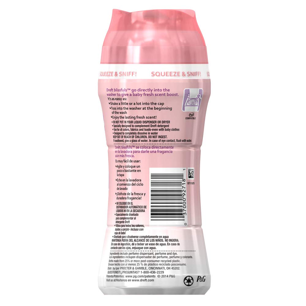 Blissfuls In-Wash Scent Booster - Original Baby Fresh Scent - 9.7 oz (Pack of 3) by Dreft – 9.7 Ounce (Pack of 3), Pack of 3, Model DREFT FE BLISSFULS REG 4/9.7Z