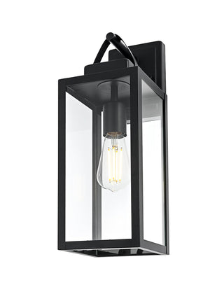 Hilton One Light Outdoor Wall Sconce Black by Lighting Design – 12", Iron, Black, Model OD330W18BK