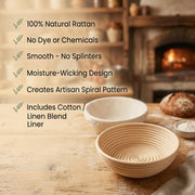 Saint Germain Bakery Round Banneton Basket Set, 9 Inch, Set of 2