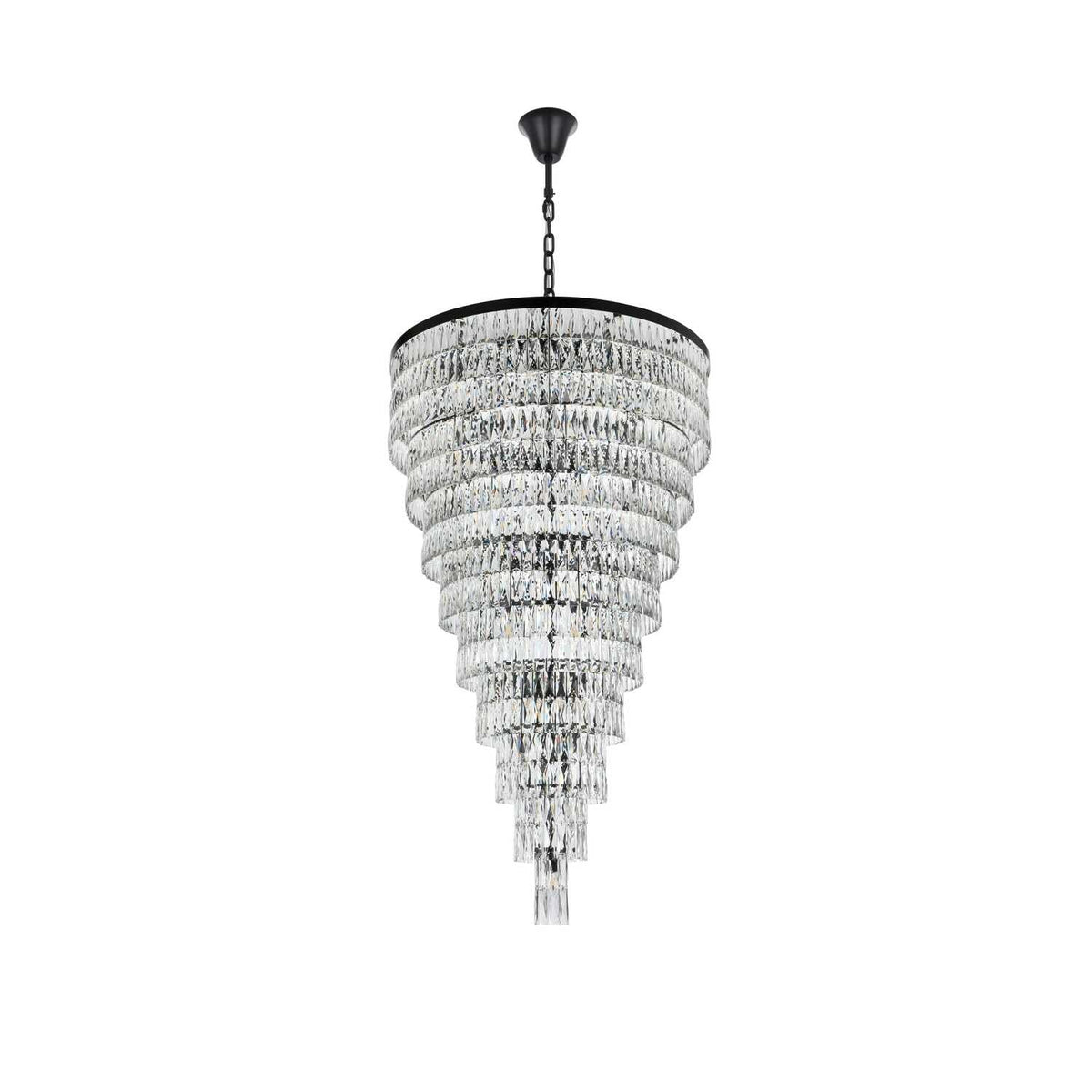 Josephine 61 Light Chandelier Black by Lighting Design – Iron and Crystal, Black