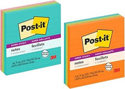 Post-it Super Sticky Notes, 4 x 4 in, Assorted Brights, 3 Lined Pads
