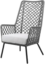 Gray Indoor Outdoor Steel Lounge Chair with Gray Rope and Removable Cushions, and Water Resistant, Designed for Comfort and Durability