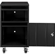 Mobile Computer Cabinet by Global Industrial – 27 inches (W) x 49.25 inches (H) x 24 inches (D), Alloy Steel, Black, Model 694561BKA