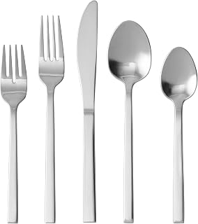 Fortessa Arezzo 18/10 Stainless Steel Flatware, 20 Piece Place Setting With Table Knives, Forks and Spoons (Service For 4), Dishwasher Safe, Brushed