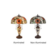 CH3T617OF16-DT3 Double Lit Table Lamp by Chloe Lighting – exact color of each glass piece may vary due to handcrafted nature