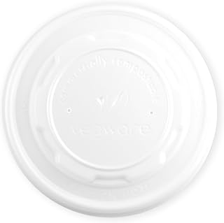 Vegware 115 Compostable Clear Food Bowl Flat Lids, Case of 500, Fits all 115-Series Containers, Hot Food Flat Lids, Plant Based CPLA Plastic, Disposable