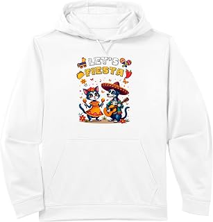 Funny Cat and Dog Sugar Skull Lets Fiesta Día los de Muertos Performance Hoodie