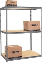 Global Industrial High Cap. Starter Rack 60Wx24Dx96H 3 Levels Wood Deck 1300lb Per Shelf GRY