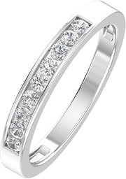 1/4ctw Diamond Channel Wedding Band in 10k White Gold or Yellow Gold