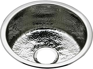 Elkay Stainless Steel 16-3/8" x 16-3/8" x 7", Single Bowl Dual Mount Bar Sink Hammered Mirror