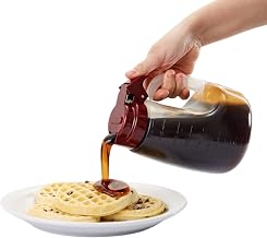 Tablecraft Option Spill-Proof Pouring Dispenser, 64 oz Heavy-Duty Plastic with Maroon Cap, for Sauces, Maple Syrup, and Condiments, Commercial-Grade, Foodservice for Restaurants