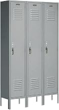 GLOBAL INDUSTRIAL Single Tier Locker, 12x18x72, 3 Door, Ready To Assemble, Gray