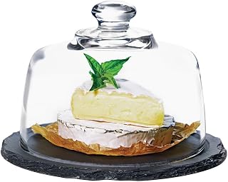 Presence Round Slate Platter with Glass Dome by Anchor Hocking – Large, Glass, Transparent, Model 604084-11815