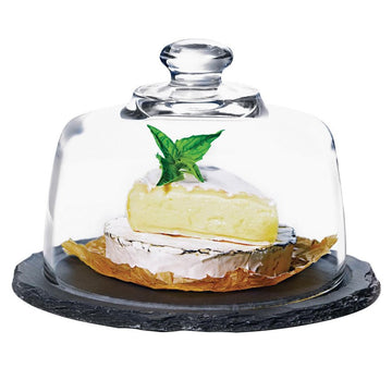 Presence Round Slate Platter with Glass Dome by Anchor Hocking – Large, Glass, Transparent, Model 604084-11815