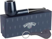 Savinelli Arcobaleno Blue 111 KS Polished Finish + Blue Leather Keychain