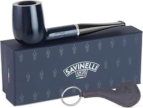Savinelli Arcobaleno Blue 111 KS Polished Finish + Blue Leather Keychain