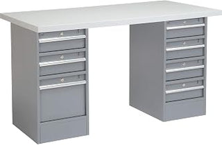 Global Industrial 72" W x 24" D Workbench, 1-5/8" Square Edge Laminate Top, 3 Drawer/4 Drawer