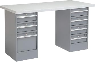 Global Industrial 72" W x 24" D Workbench, 1-5/8" Square Edge Laminate Top, 3 Drawer/4 Drawer