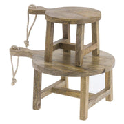 Display Riser with Cutting Board Shape Round Mango Wood - 9 2/5"L x 61/2"W x 5 4/5"H by HUBERT – Wood, Natural, Model 40621
