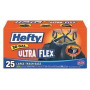Pactiv Corp Ultra Flex Trash Bags by Hefty – 25 Count (Pack of 1), 30.0 gallons, Plastic, Silver/Black, Model 20625
