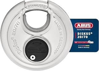 ABUS 20/70mm Diskus Plus Padlock | 70mm, Cut, Rust & Drill Resistant, Storage & Outdoor, Keyed Different, Commercial & Home Security