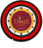 Holland Bar Stool Clk19BKLA-Mon NCAA 19 in. Dia. University of Louisiana at Monroe Double Neon Wall Clock Black