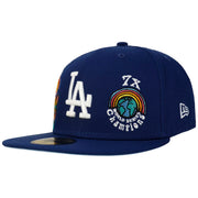 LA Los Angeles Dodgers 59FIFTY Groovy 7X World Series Champions Fitted Cap by New Era – 7 7/8, Plastic, Blue, Model NE60288055.00009