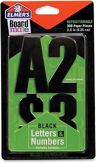 Elmer's Project Popperz Repositionable Paper Letters and Numbers, 300+ Glue and Stick Pieces, 2.5 Inch, Black (E3069)