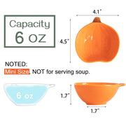 Yeexoxow Pumpkin Bowls, 6 Ounce Ceramic Ramekins, Set of 6, Orange