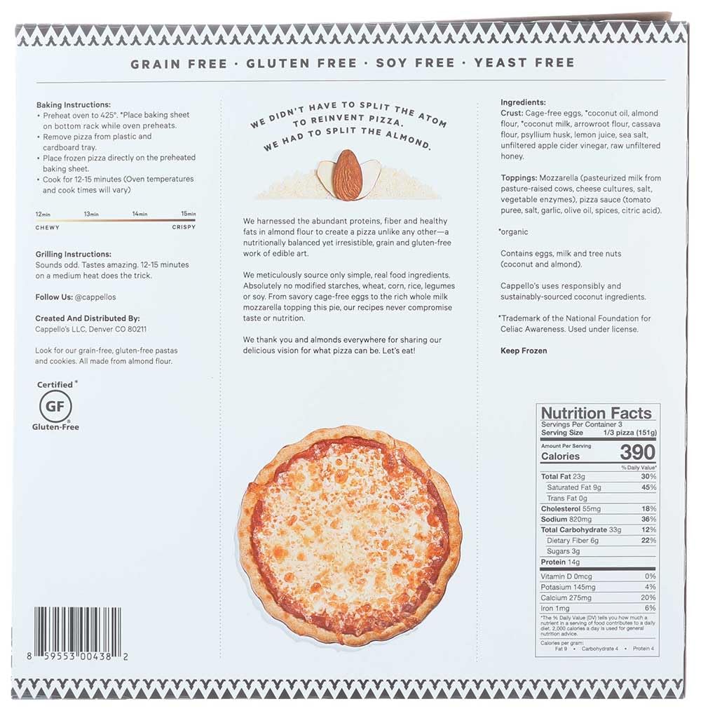 Whole Milk Mozzarella Cheese Pizza - 6 per case by Cappello's – Pack of 6