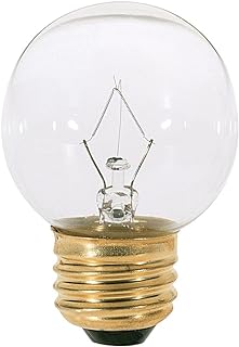 Satco 25G16 1/2 Incandescent Globe Light, 25W E26 G16 1/2, Clear Bulb [Pack of 6]